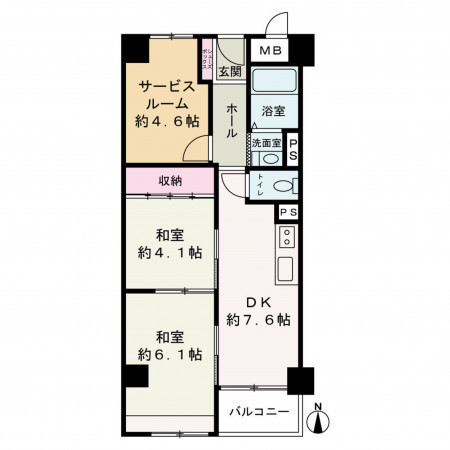 京都市上京区千本通出水下る十四軒町、マンションの間取り画像です