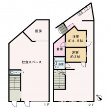 京都市上京区七本松通一条下る三軒町、収益物件/店舗付住宅の間取り画像です