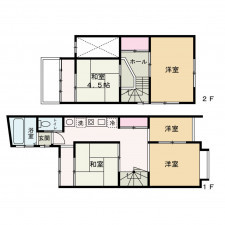 京都市中京区西ノ京右馬寮町、中古一戸建ての間取り画像です