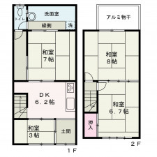 京都市中京区壬生下溝町、中古一戸建ての間取り画像です