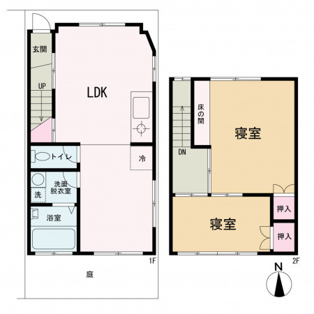 京都市中京区西ノ京壺ノ内町、中古一戸建ての間取り画像です