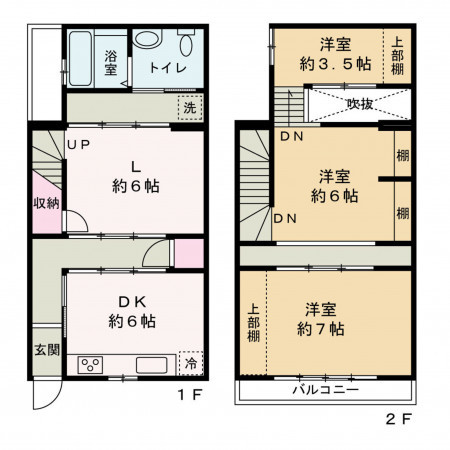 京都市中京区壬生松原町、中古一戸建ての間取り画像です