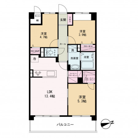 京都市中京区西ノ京東月光町、マンションの間取り画像です