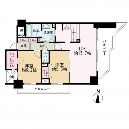 京都市中京区河原町通二条上る清水町、マンションの間取り画像です