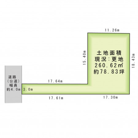 京都市上京区小川通元誓願寺下る靭屋町、土地の間取り画像です
