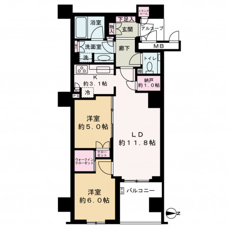 京都市中京区麩屋町通御池上る上白山町、マンションの間取り画像です