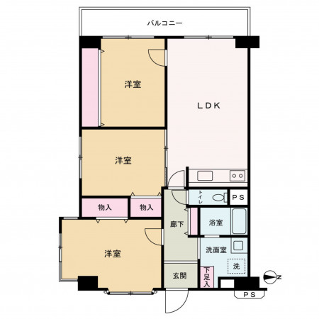 京都市中京区壬生相合町、マンションの間取り画像です