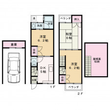 京都市中京区聚楽廻東町、中古一戸建ての間取り画像です