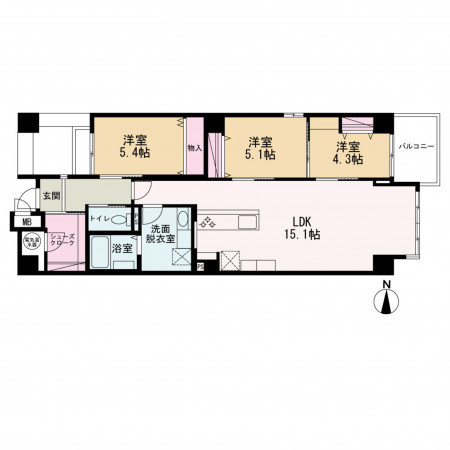 京都市中京区富小路通三条下る朝倉町、マンションの間取り画像です