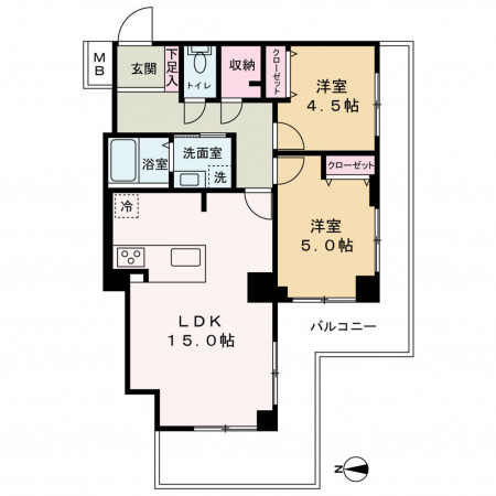 京都市中京区骨屋之町、マンションの間取り画像です