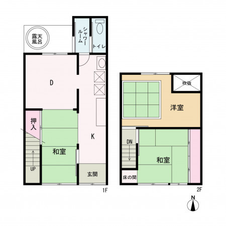 京都市中京区壬生松原町、中古一戸建ての間取り画像です