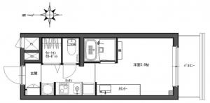 京都市上京区五辻通千本東入上る桐木町、マンションの間取り画像です