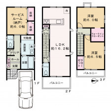 京都市中京区西ノ京笠殿町、新築一戸建ての間取り画像です
