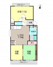 福山市東深津町、マンションの間取り画像です