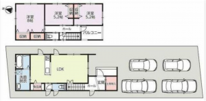 福山市多治米町、中古一戸建ての間取り画像です