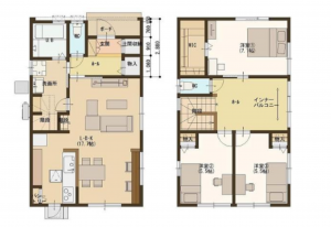 福山市引野町、中古一戸建ての間取り画像です