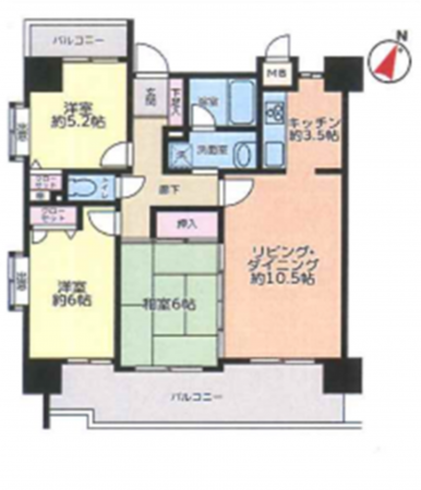 福山市光南町、マンションの間取り画像です