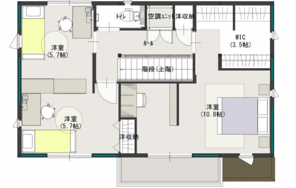 福山市伊勢丘、新築一戸建ての間取り画像です