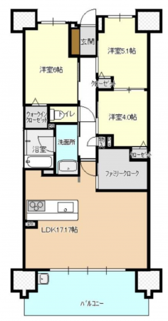 福山市東川口町、マンションの間取り画像です