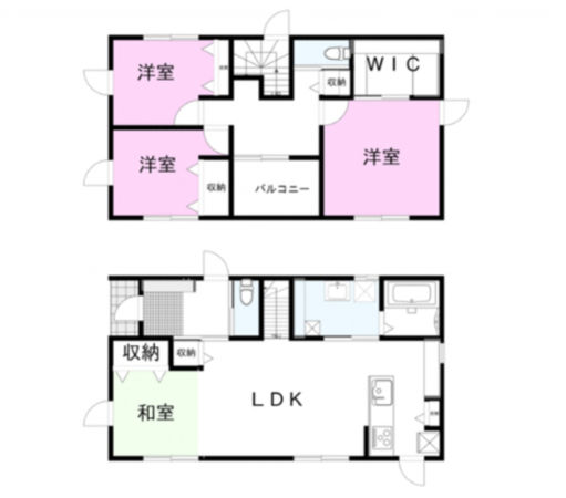 福山市城興ケ丘、新築一戸建ての間取り画像です