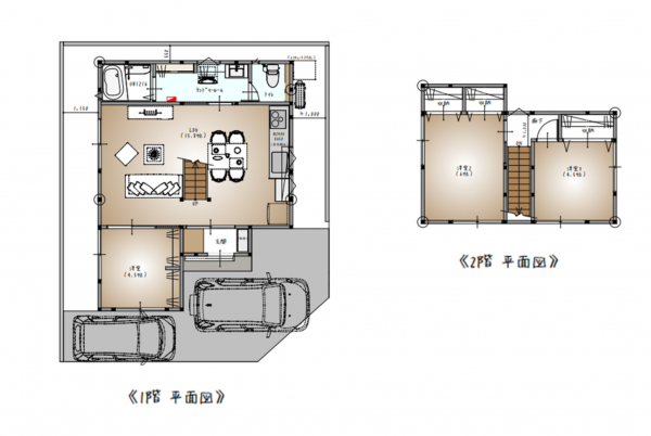 福山市新涯町、中古一戸建ての間取り画像です