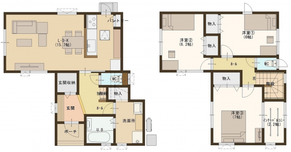 福山市引野町北、新築一戸建ての間取り画像です