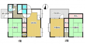 福山市津之郷町大字加屋、中古一戸建ての間取り画像です