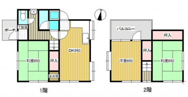 福山市津之郷町大字加屋、中古一戸建ての間取り画像です