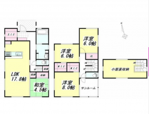 福山市大門町野々浜、中古一戸建ての間取り画像です