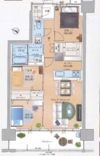 福山市東桜町、マンションの間取り画像です