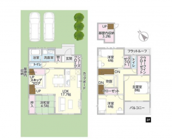 福山市山手町、新築一戸建ての間取り画像です