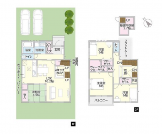 福山市山手町、新築一戸建ての間取り画像です