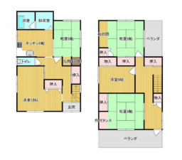 福山市曙町、中古一戸建ての間取り画像です