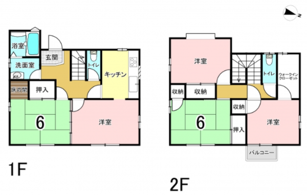 福山市三吉町、中古一戸建ての間取り画像です