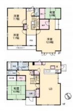 福山市明王台、中古一戸建ての間取り画像です