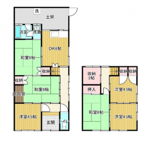 福山市花園町、中古一戸建ての間取り画像です