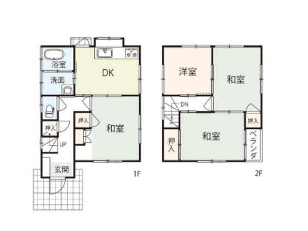 福山市水呑町、中古一戸建ての間取り画像です