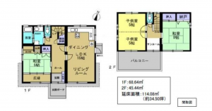 福山市久松台、中古一戸建ての間取り画像です