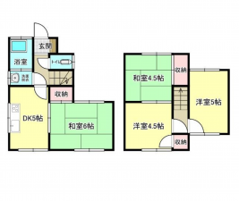 福山市手城町、中古一戸建ての間取り画像です