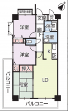 福山市草戸町、マンションの間取り画像です