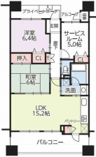 福山市緑町、マンションの間取り画像です