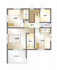 福山市川口町、新築一戸建ての間取り画像です