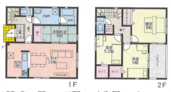 福山市山手町、新築一戸建ての間取り画像です