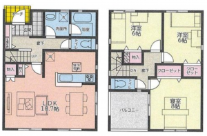 福山市津之郷町大字津之郷、新築一戸建ての間取り画像です