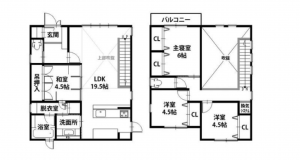 福山市瀬戸町大字長和、中古一戸建ての間取り画像です