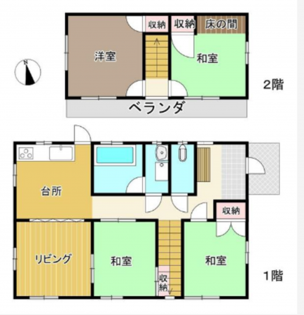 福山市大門町、中古一戸建ての間取り画像です