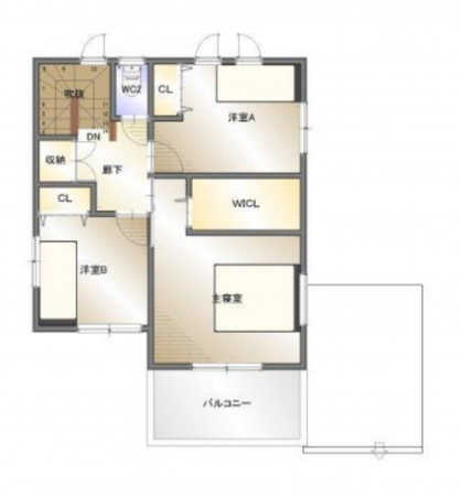 福山市蔵王町、新築一戸建ての間取り画像です