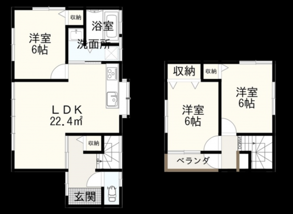福山市東深津町、中古一戸建ての間取り画像です