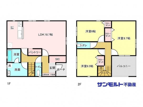 福山市曙町、新築一戸建ての間取り画像です