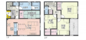 福山市曙町、新築一戸建ての間取り画像です